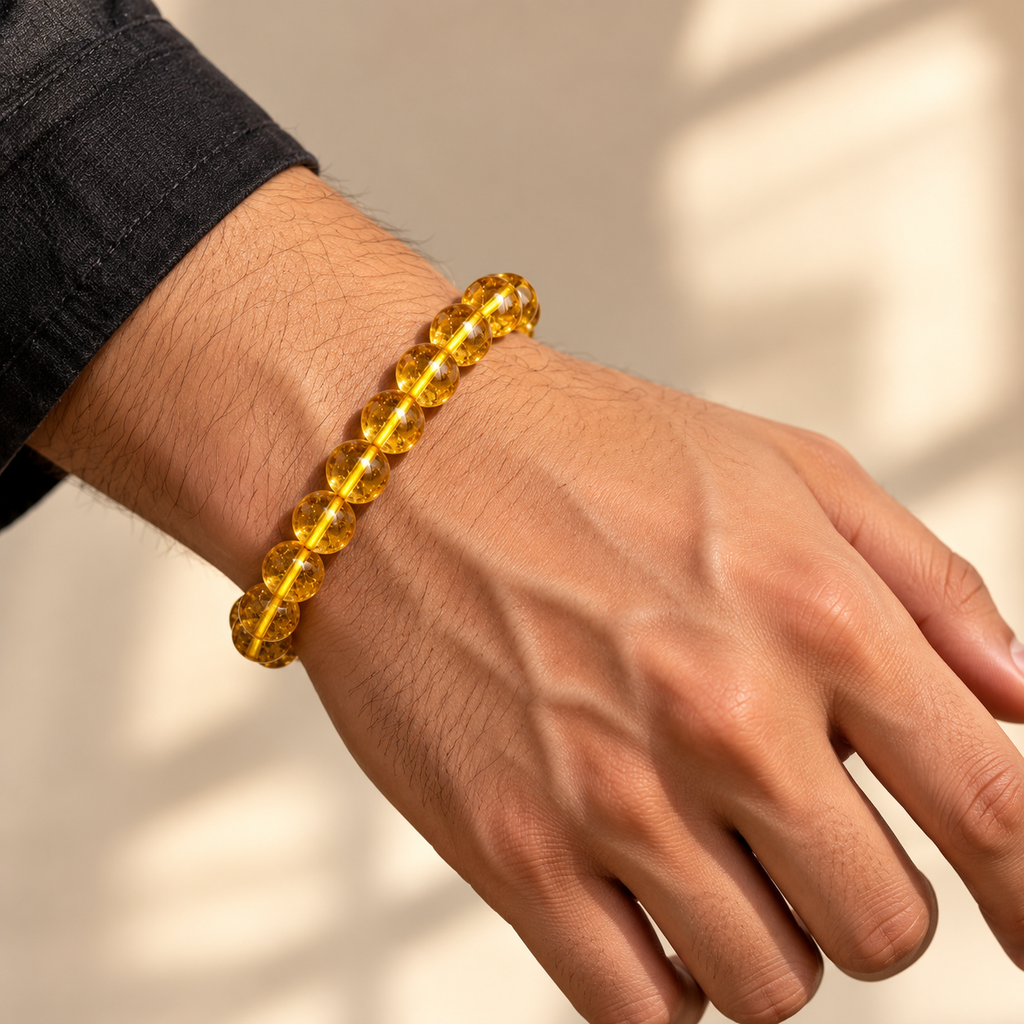 Natural Citrine Crystal Bracelet – Wealth, Success & Positive Energy Stone