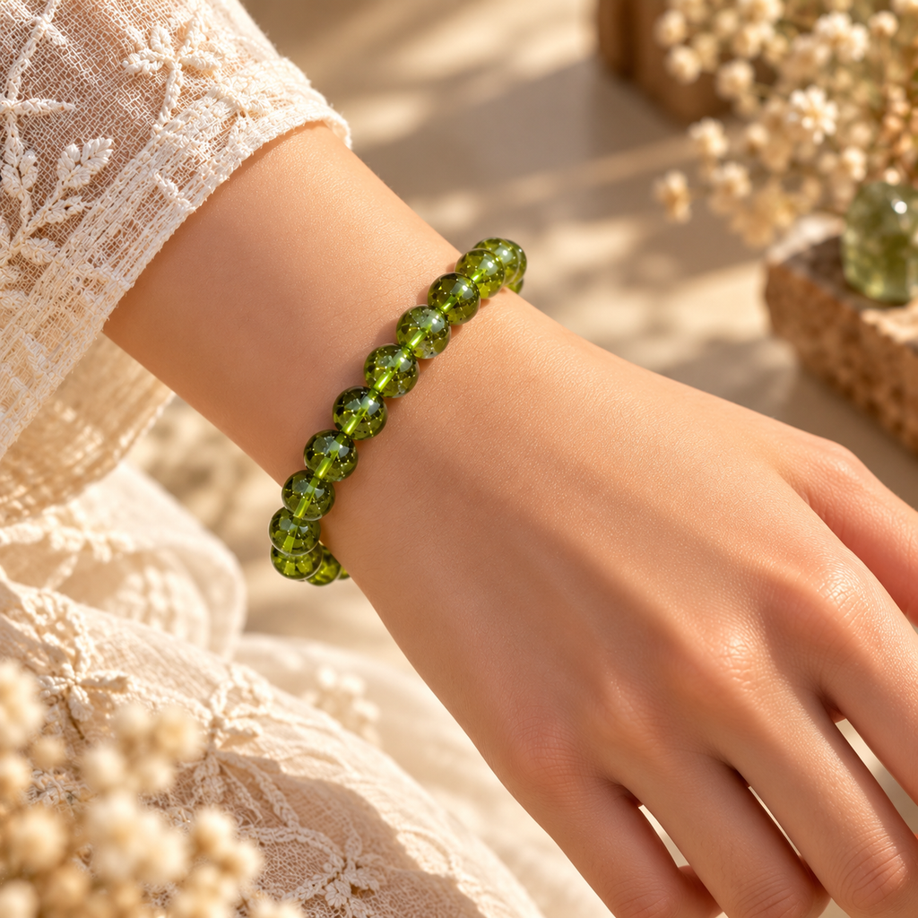 Natural Peridot Crystal Bracelet – Growth, Prosperity & Positive Energy