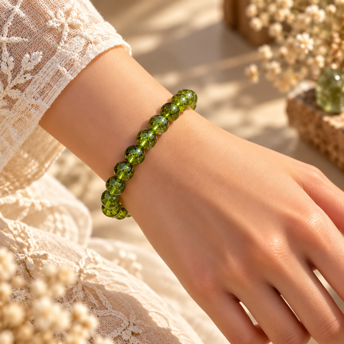 Natural Peridot Crystal Bracelet – Growth, Prosperity & Positive Energy
