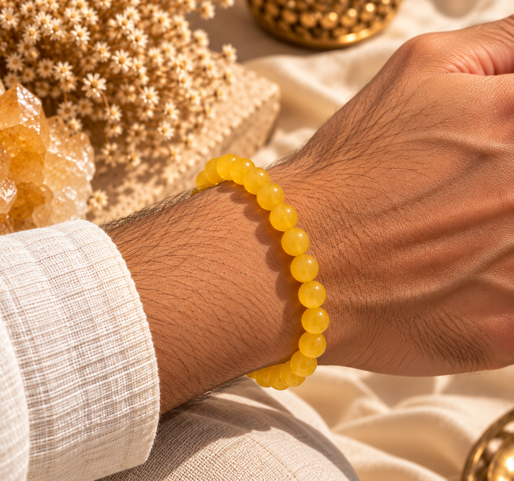 Natural Yellow Jade Crystal Bracelet – Joy, Prosperity & Positive Energy