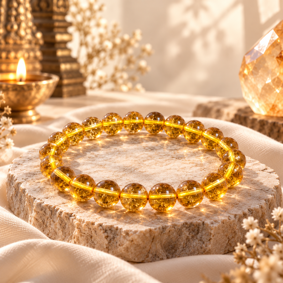Natural Citrine Crystal Bracelet – Wealth, Success & Positive Energy Stone