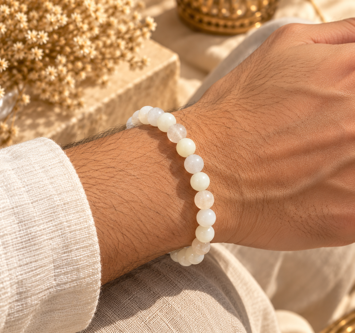 Natural Milky Quartz Crystal Bracelet – Clarity, Harmony & Positive Energy