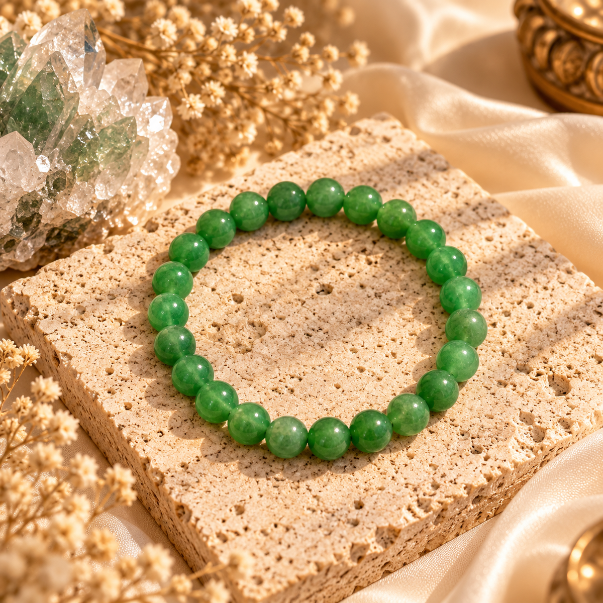 Natural Green Aventurine Crystal Bracelet – Luck, Prosperity & Opportunity
