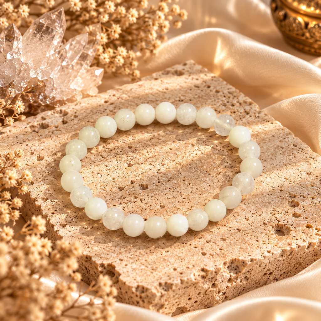 Natural Milky Quartz Crystal Bracelet – Clarity, Harmony & Positive Energy
