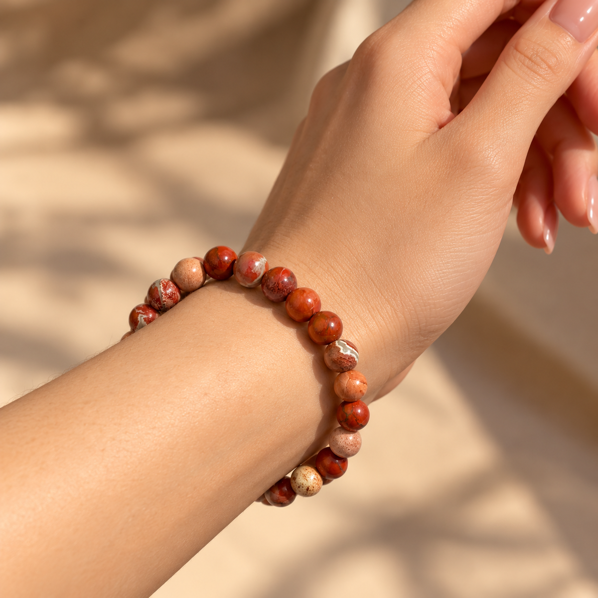 Natural Red Jasper Crystal Bracelet – Strength, Stability & Courage