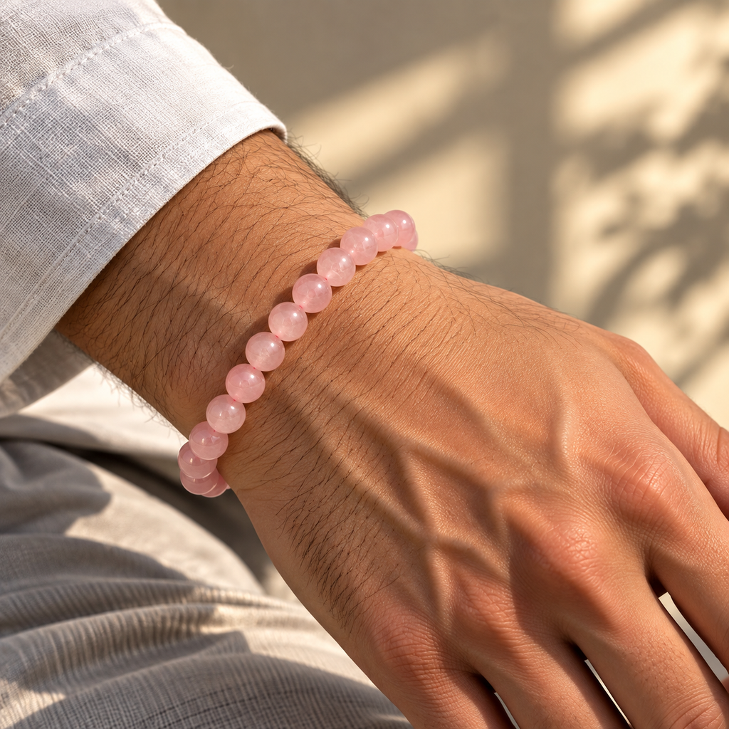 Natural Rose Quartz Crystal Bracelet – Love, Harmony & Emotional Healing