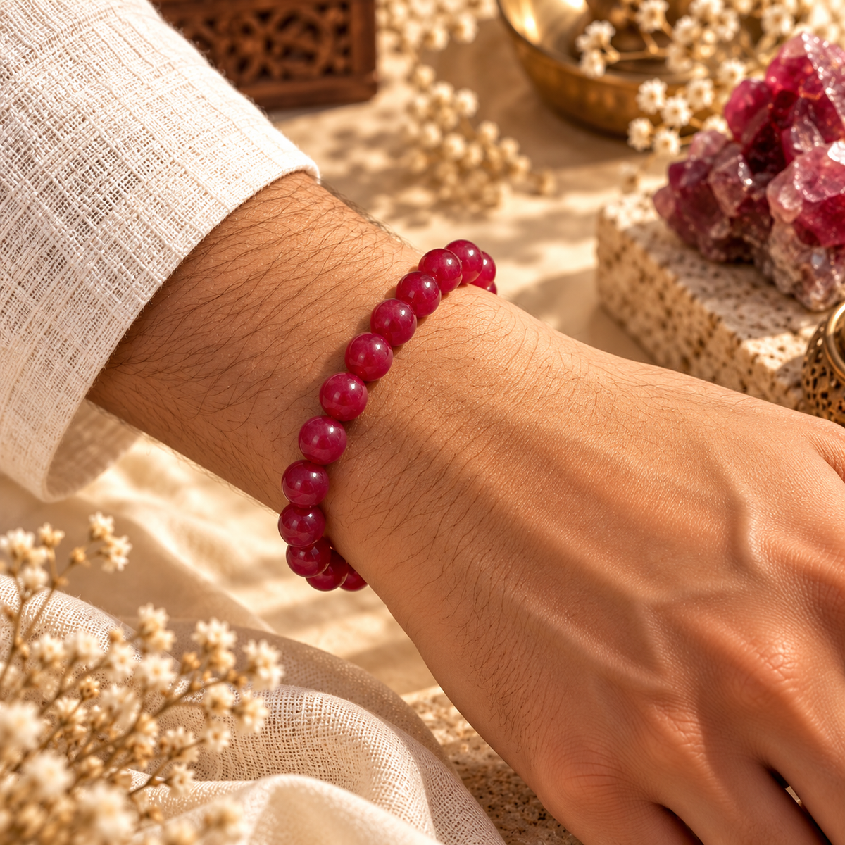 Natural Ruby Crystal Bracelet – Passion, Confidence & Vitality