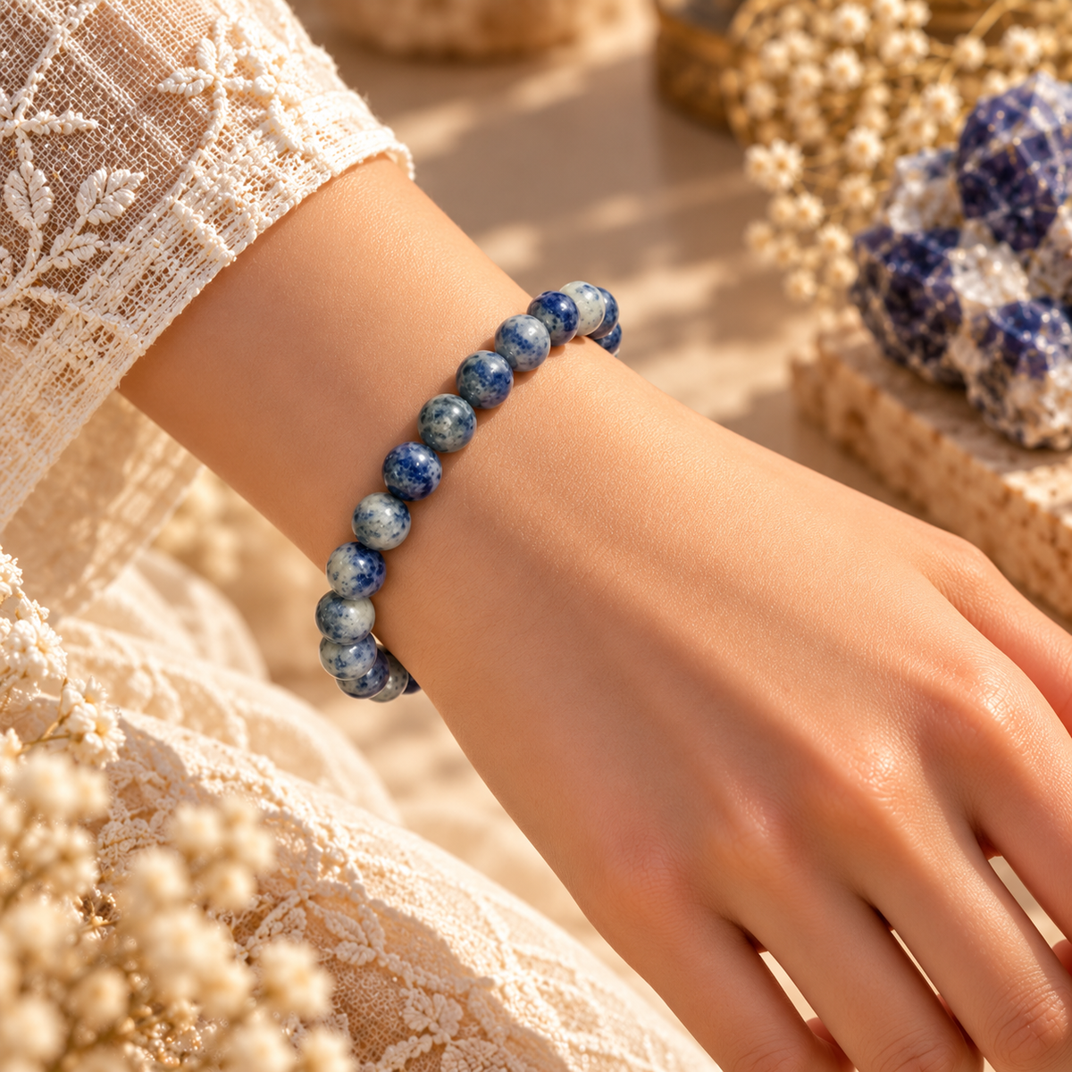 Natural Lapis Lazuli Crystal Bracelet – Wisdom, Truth & Inner Strength