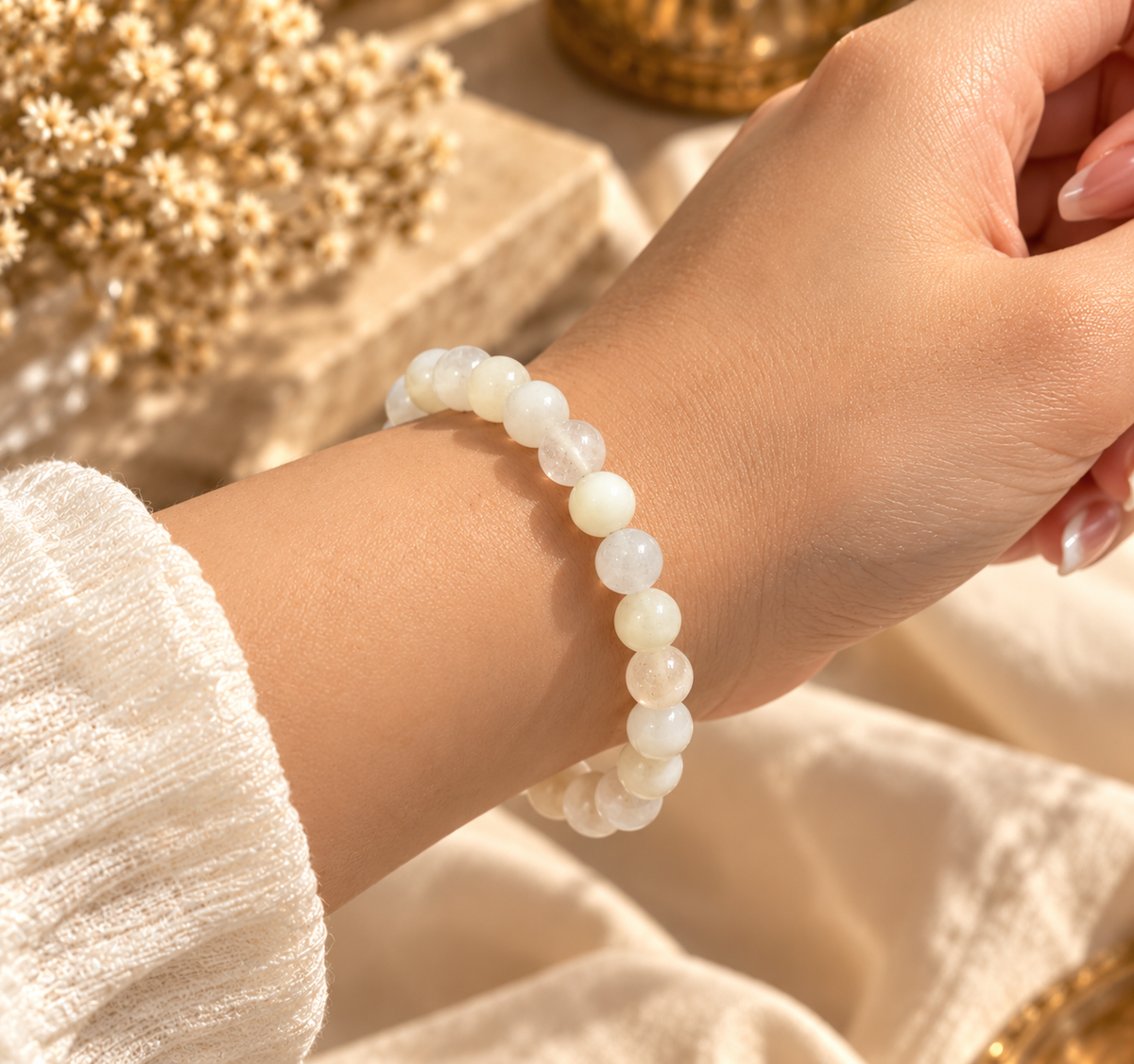 Natural Milky Quartz Crystal Bracelet – Clarity, Harmony & Positive Energy