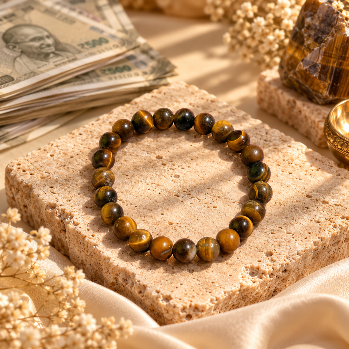 Natural Tiger Eye Crystal Bracelet – Confidence, Protection & Success