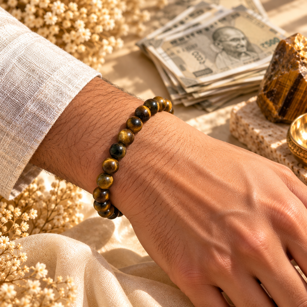 Natural Tiger Eye Crystal Bracelet – Confidence, Protection & Success