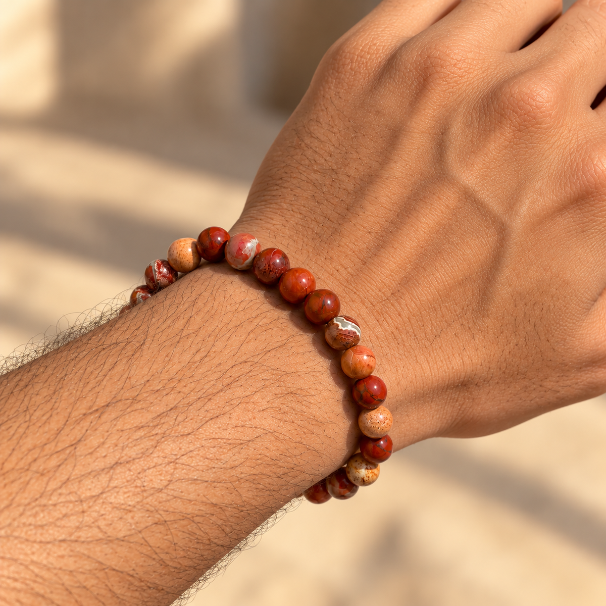 Natural Red Jasper Crystal Bracelet – Strength, Stability & Courage